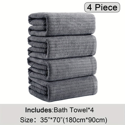 4 Pack Oversized Bath Towels Set, 35"x70" Extra Large Towel Microfiber Absorbent XL Bath Sheet Super Soft Bathroom Towels Set Quick  Plus Size Shower Towels for Family Hotel