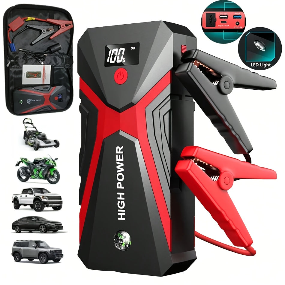 5-in-1/9IN1 Portable Car Battery Jump Starter With Tire Inflator 12V Fast Start, Battery Boost, USB I/O, LED Emergency Light, Reliable Power, Roadside/Vehicle Emergency Tools 3000A Portable Wireless Car Jump Starter Battery Jump Starter Portable Pea