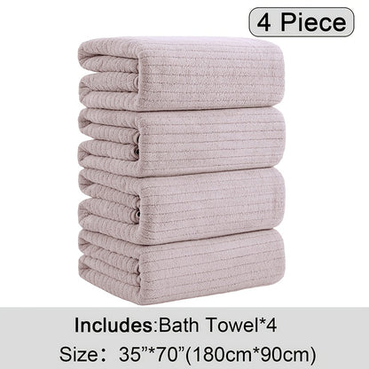 4 Pack Oversized Bath Towels Set, 35"x70" Extra Large Towel Microfiber Absorbent XL Bath Sheet Super Soft Bathroom Towels Set Quick  Plus Size Shower Towels for Family Hotel