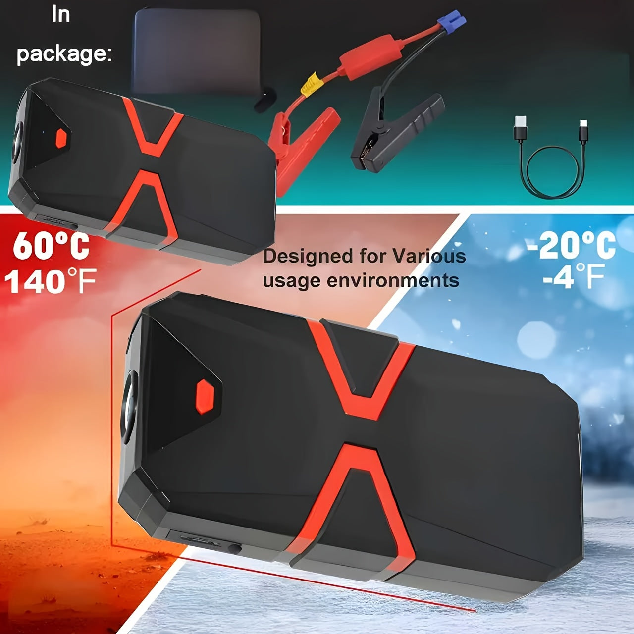 5-in-1/9IN1 Portable Car Battery Jump Starter With Tire Inflator 12V Fast Start, Battery Boost, USB I/O, LED Emergency Light, Reliable Power, Roadside/Vehicle Emergency Tools 3000A Portable Wireless Car Jump Starter Battery Jump Starter Portable Pea