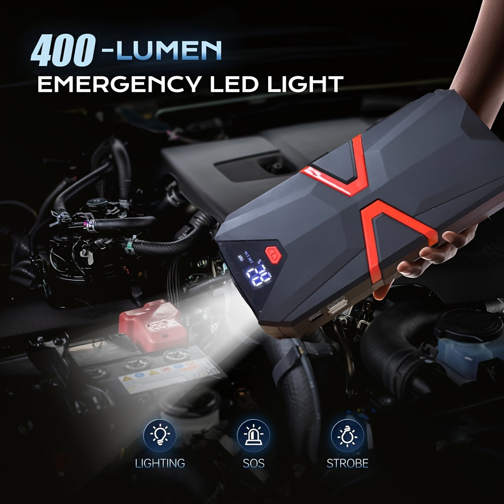 5-in-1/9IN1 Portable Car Battery Jump Starter With Tire Inflator 12V Fast Start, Battery Boost, USB I/O, LED Emergency Light, Reliable Power, Roadside/Vehicle Emergency Tools 3000A Portable Wireless Car Jump Starter Battery Jump Starter Portable Pea